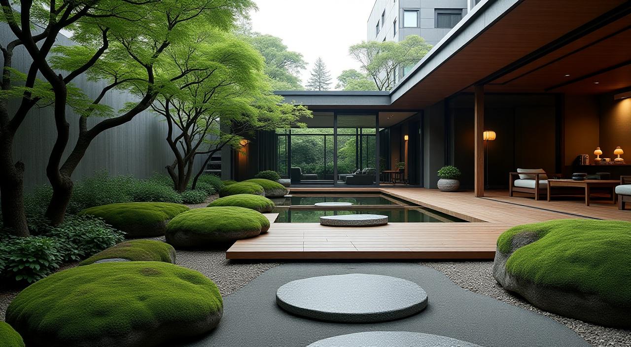 Lush Japanese inspired garden installation in Tokyo